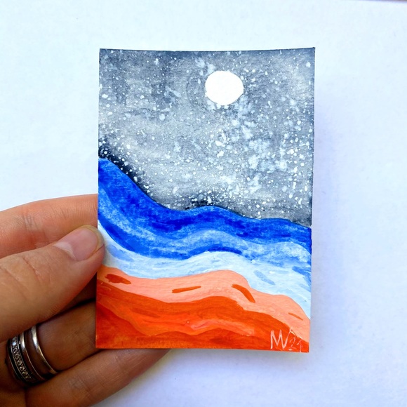 ACEO Original Ocean Painting Watercolor Seascape - Picture 7 of 11